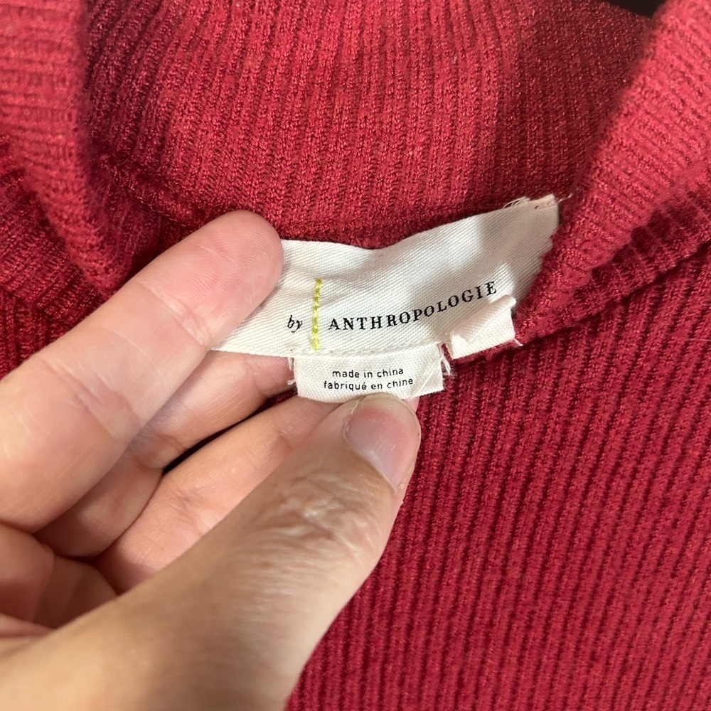 By Anthropologie Layered Sweater Vest Embroidered Sleeves Peplum Top Size S - Picture 9 of 9